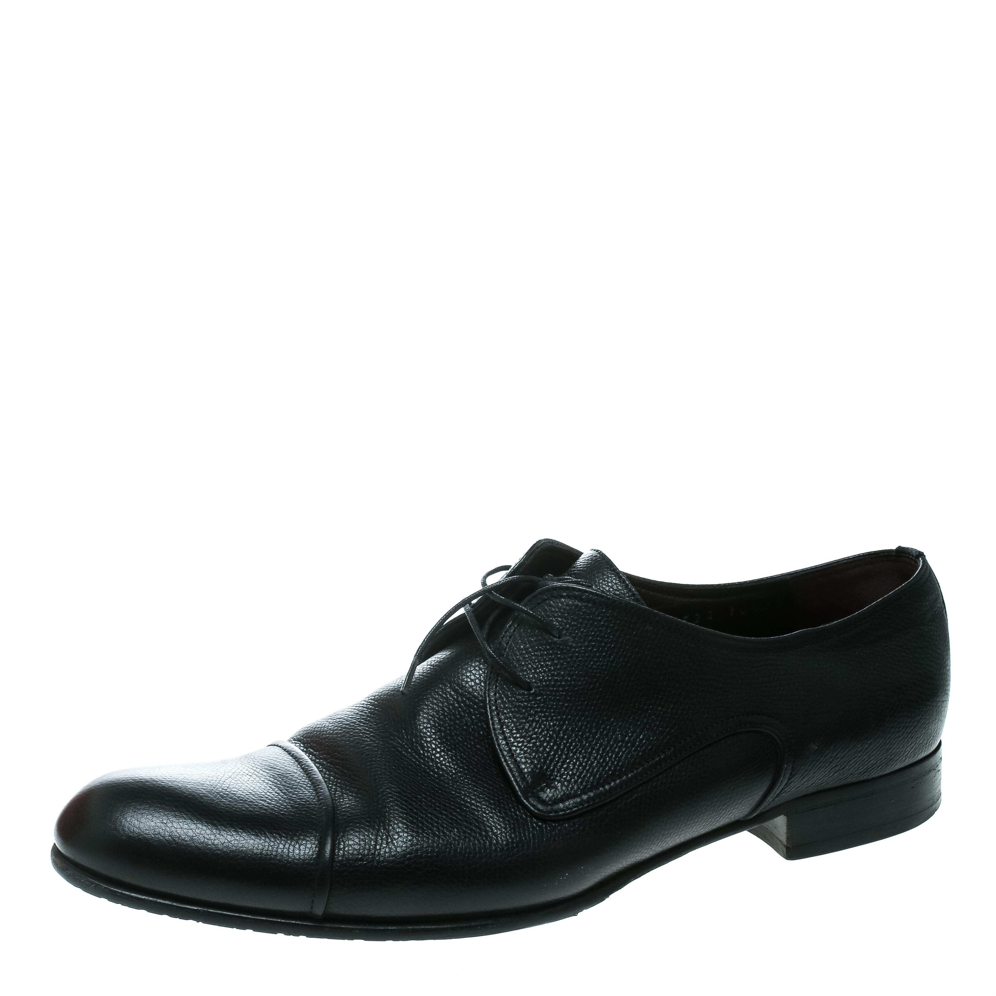 salvatore ferragamo policorovictor nero leather oxfords