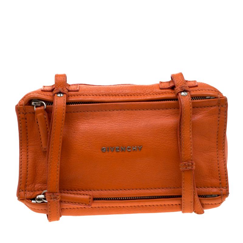 Givenchy Orange Leather Mini Pandora Crossbody Bag - Lyst