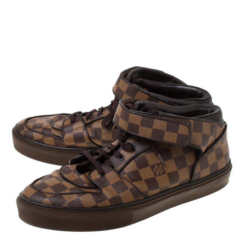 Louis Vuitton Damier Ebene Canvas Lace Up High Top Sneakers Size 45 in Brown for Men - Lyst