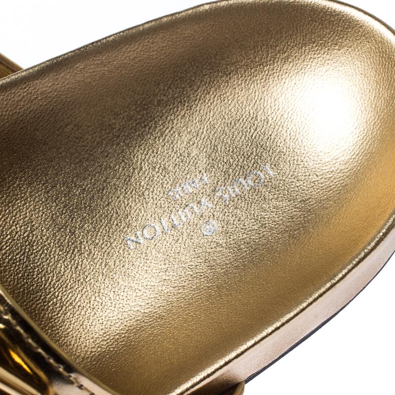 Louis Vuitton Monogram Canvas Bom Dia Flat Mules Size 41 in Gold (Metallic) - Lyst