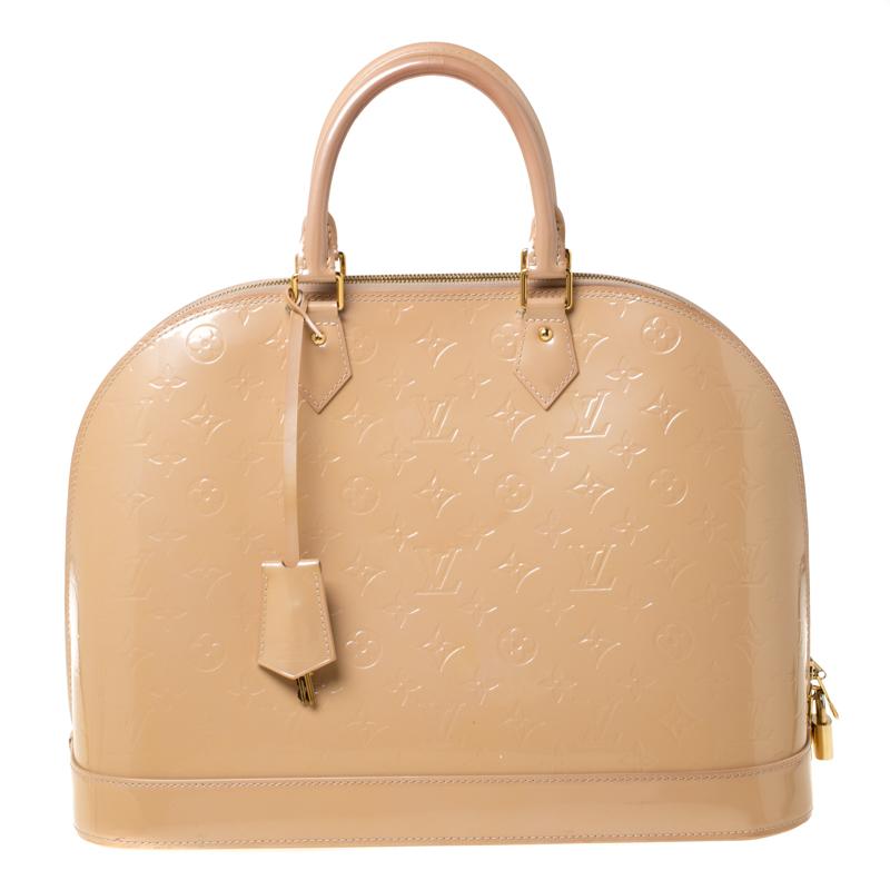 Louis Vuitton Leather Rose Florentine Monogram Vernis Alma Gm Bag in