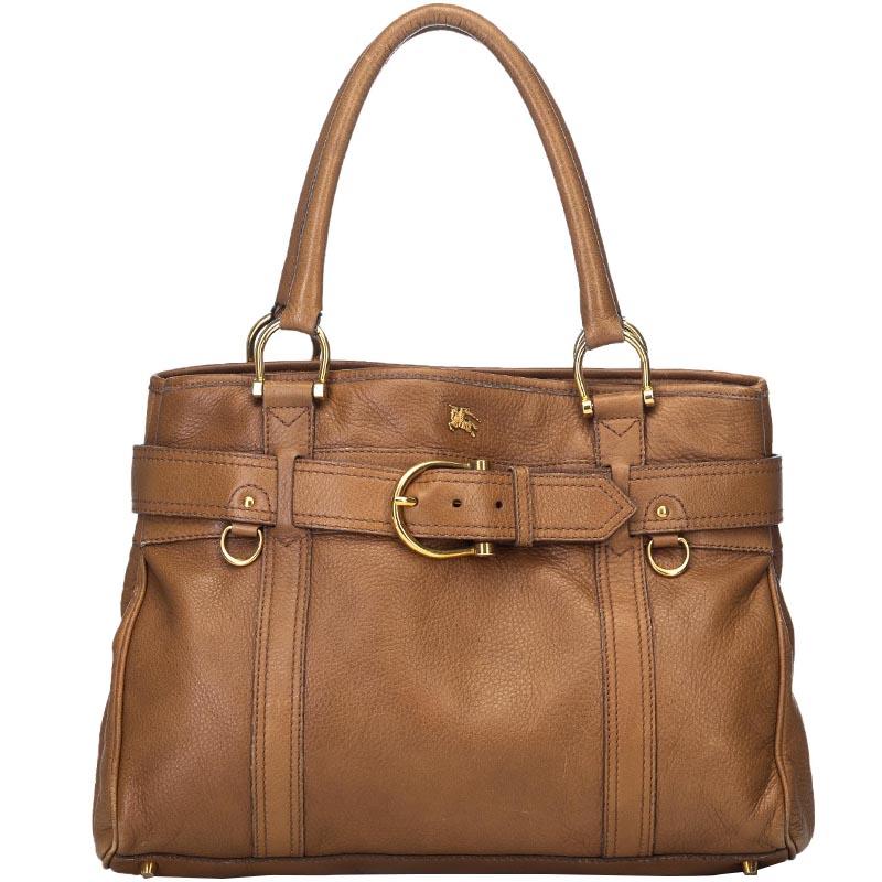 Burberry Brown Leather Medium Buckle Tote Bag - Lyst