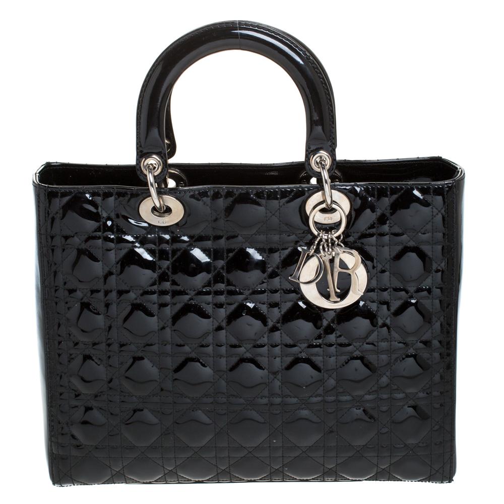 lady dior black patent leather