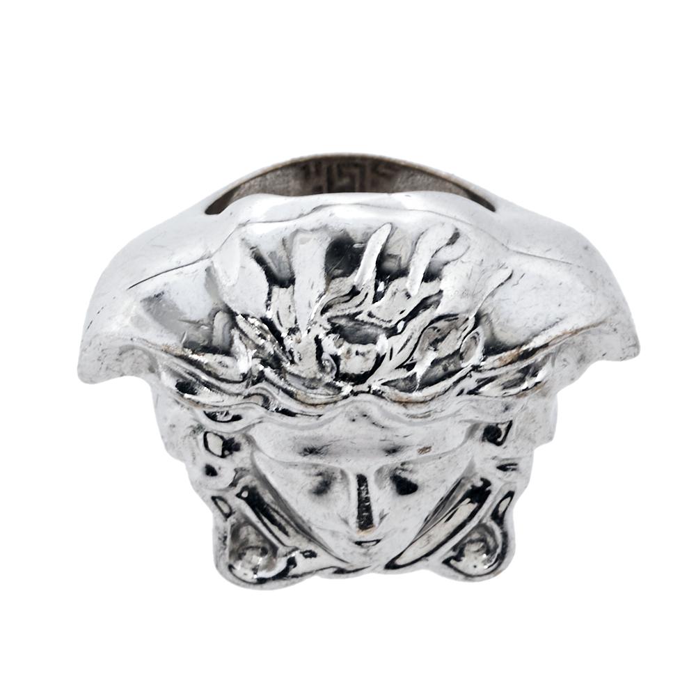 versace silver ring for men