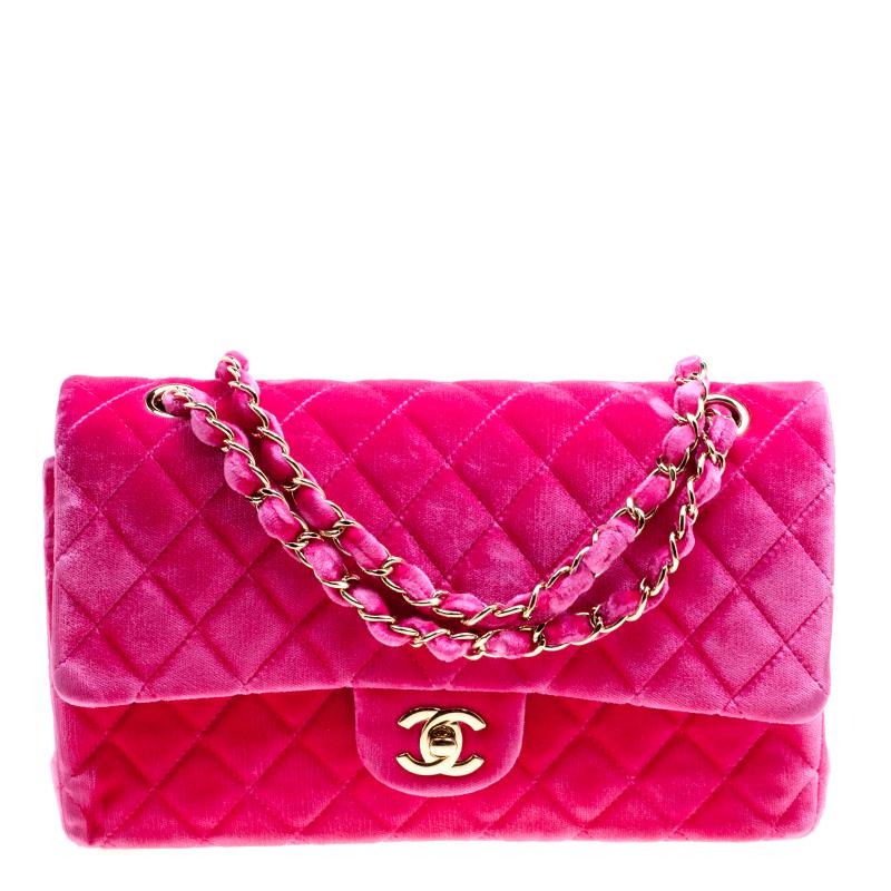 pink velvet chanel suitcase