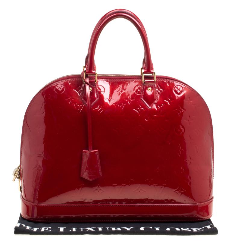 Louis Vuitton Leather Pomme D Amour Monogram Vernis Alma Gm Bag in Red - Lyst