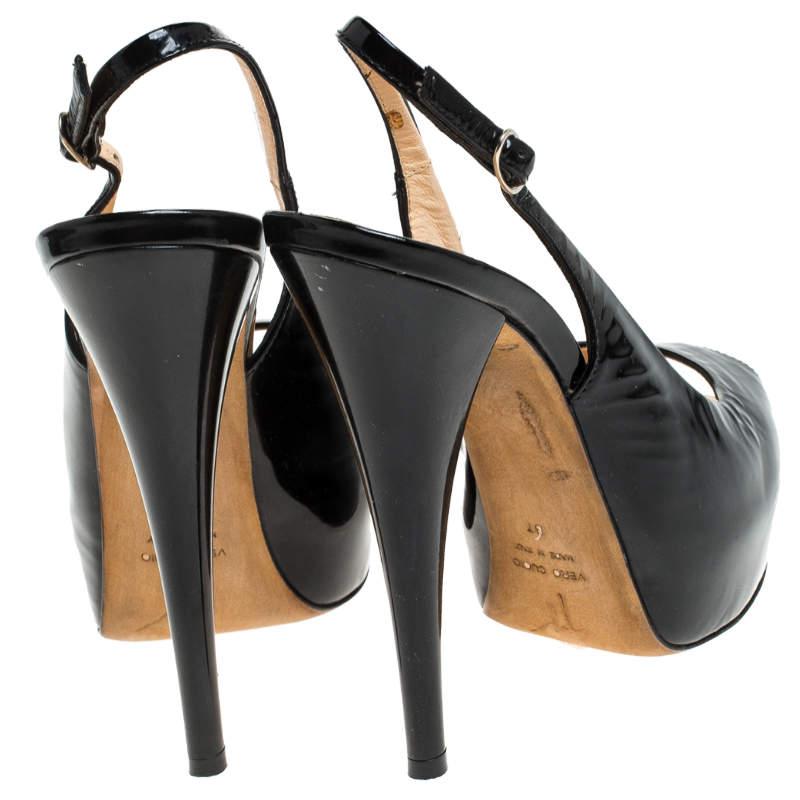 black peep toe slingbacks