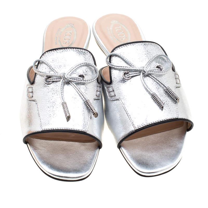 peep toe flat slides