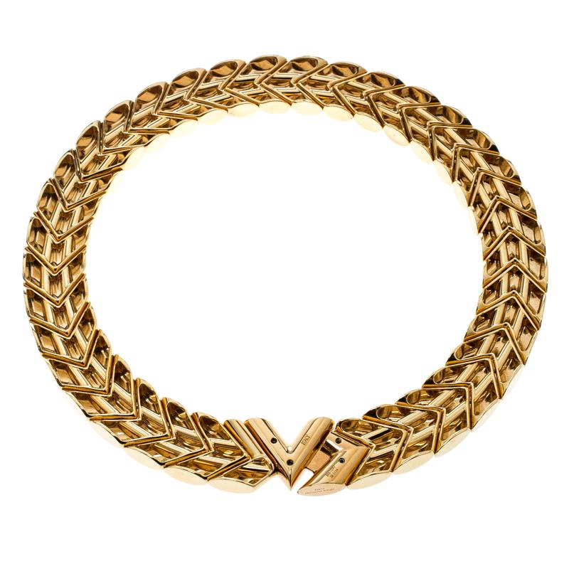 Louis Vuitton Unchain V Gold Tone Choker Necklace in Metallic - Lyst