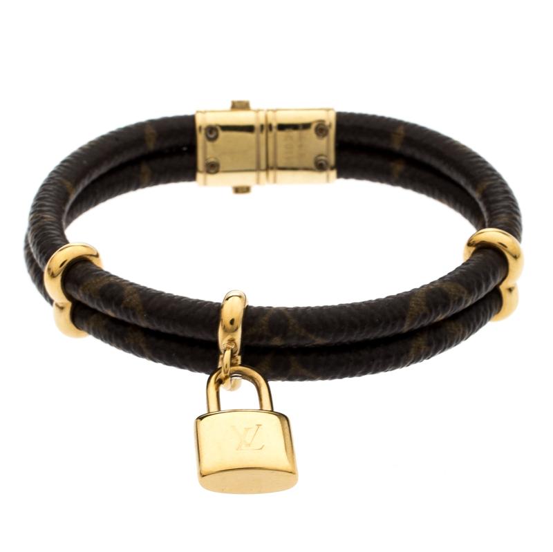 Louis Vuitton Keep It Twice Double Monogram Canvas Padlock Charm Bracelet 15 Cm in Brown - Lyst
