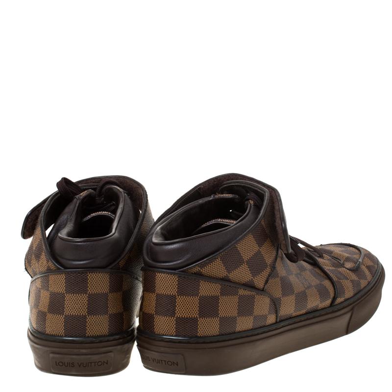Louis Vuitton Damier Ebene Canvas Lace Up High Top Sneakers Size 45 in Brown for Men - Lyst