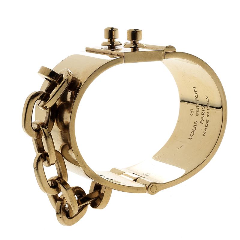Louis Vuitton Lock Me Manchette Tone Wide Cuff Bracelet in Gold (Metallic) - Lyst