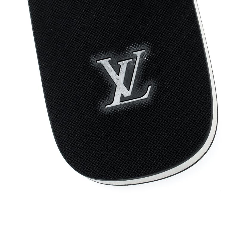Louis Vuitton Monochrome Logo Print Rubber Molitor Thong Flip Flops Size 42 in Black for Men - Lyst