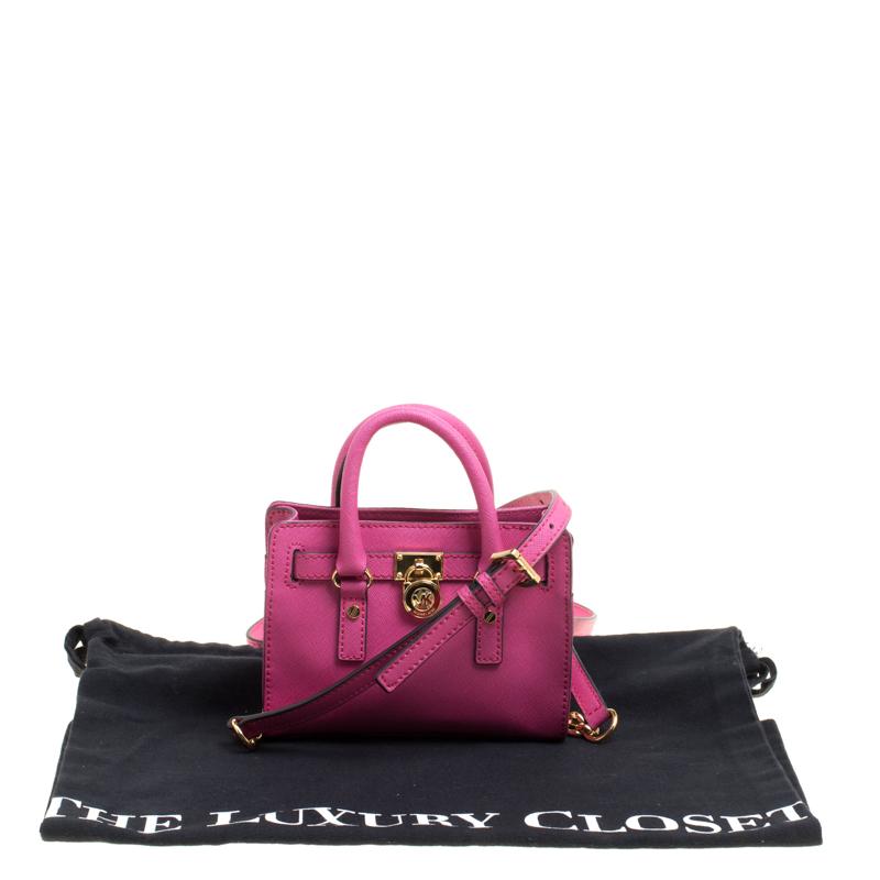 MICHAEL Michael Kors Hot Pink Saffiano Leather Mini Hamilton Crossbody Bag - Lyst