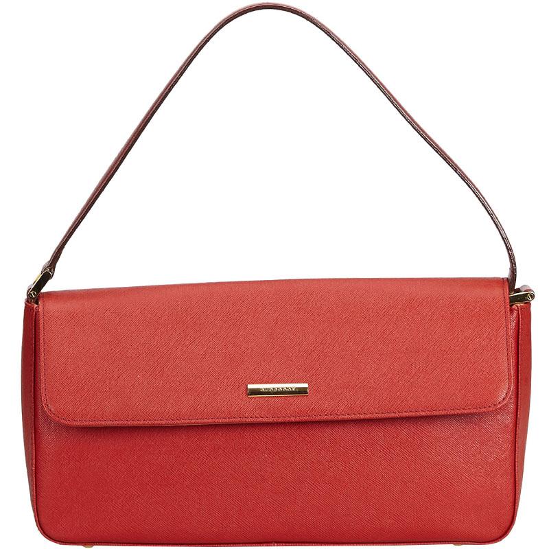 Burberry Red Leather Baguette Bag Lyst