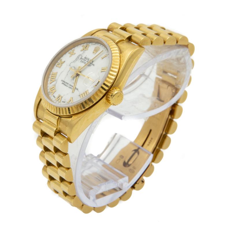 White 18k Yellow Gold Date Just President Bracelet Women\u0027s Watch 31mm