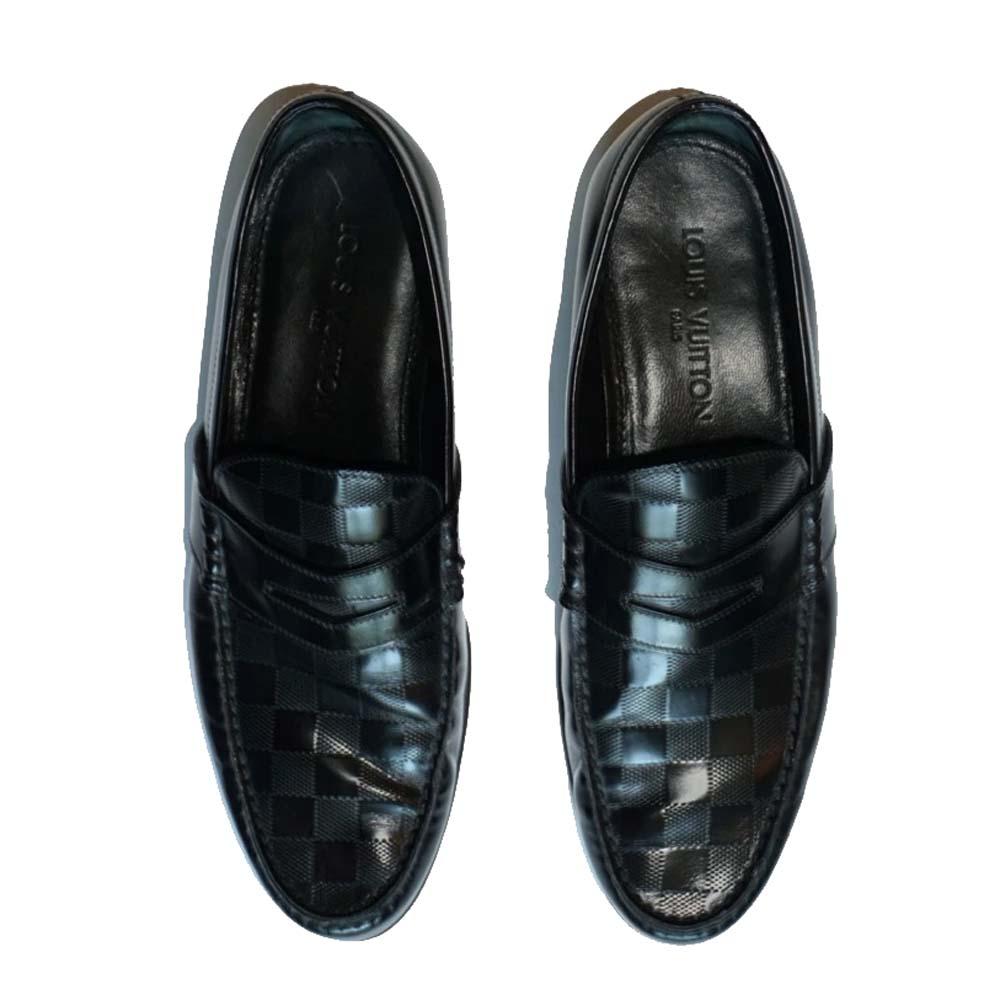 Louis Vuitton Black Damier Embossed Leather Loafers Size 43 for Men - Lyst