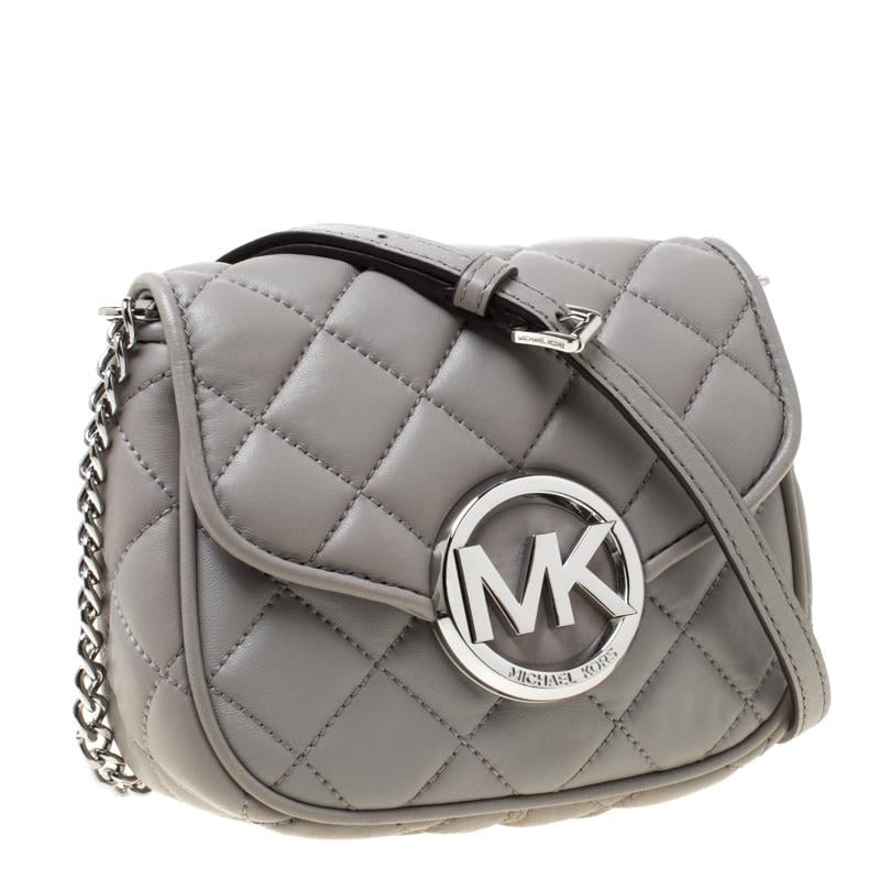 MICHAEL Michael Kors Grey Quilted Leather Small Fulton Crossbody Bag in Gray - Lyst
