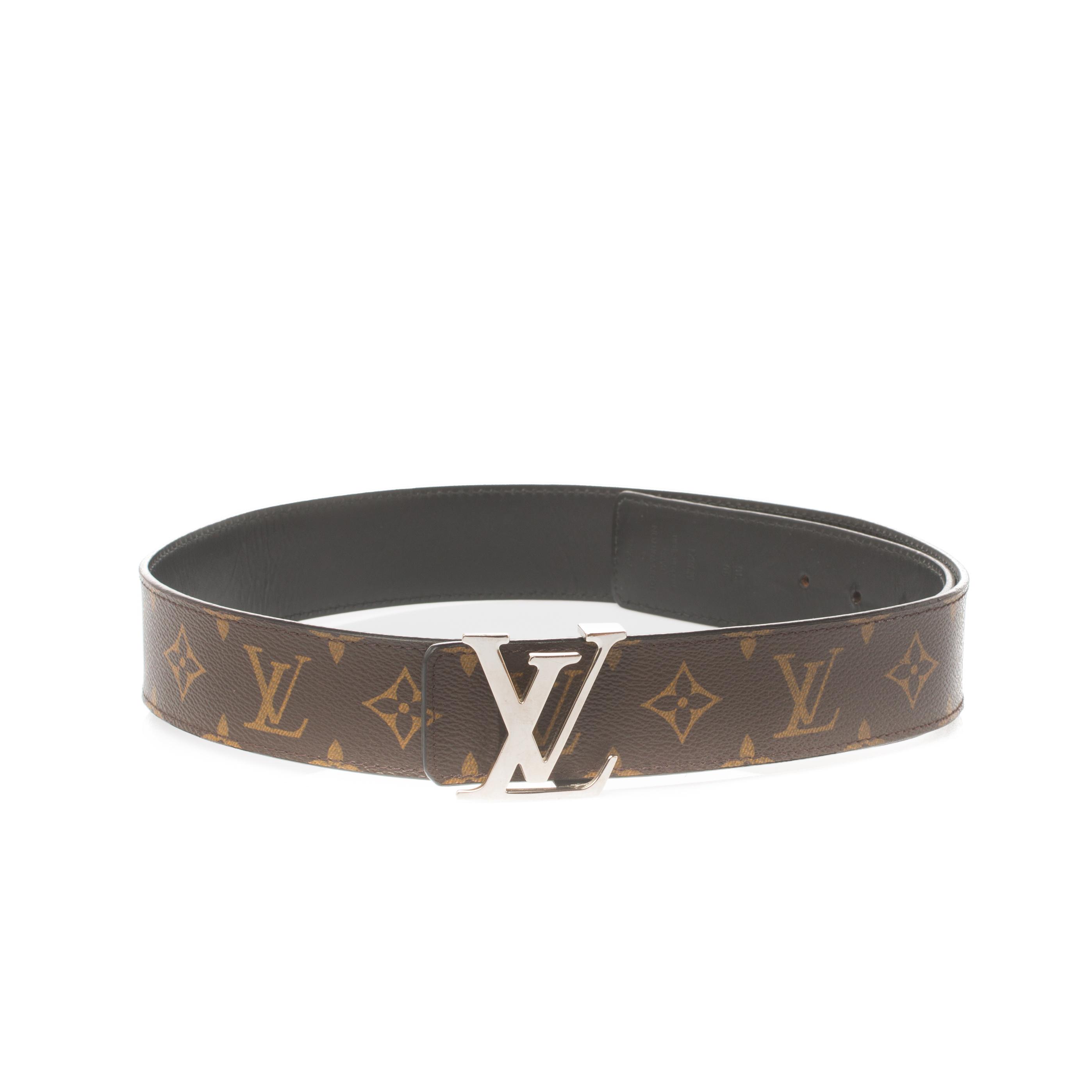 Louis Vuitton Monogram Canvas And Black Leather Initiales Reversible Belt 90 Cm in Brown - Lyst