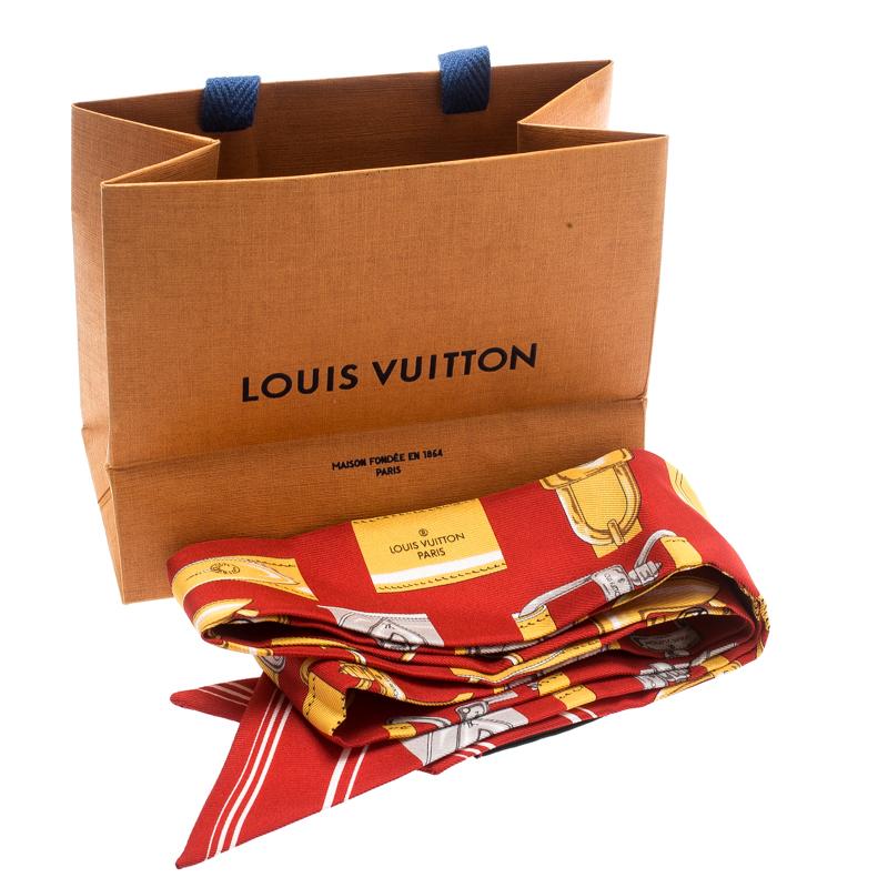 Louis Vuitton Red Lock Printed Silk Bandeau Scarf in Red - Lyst