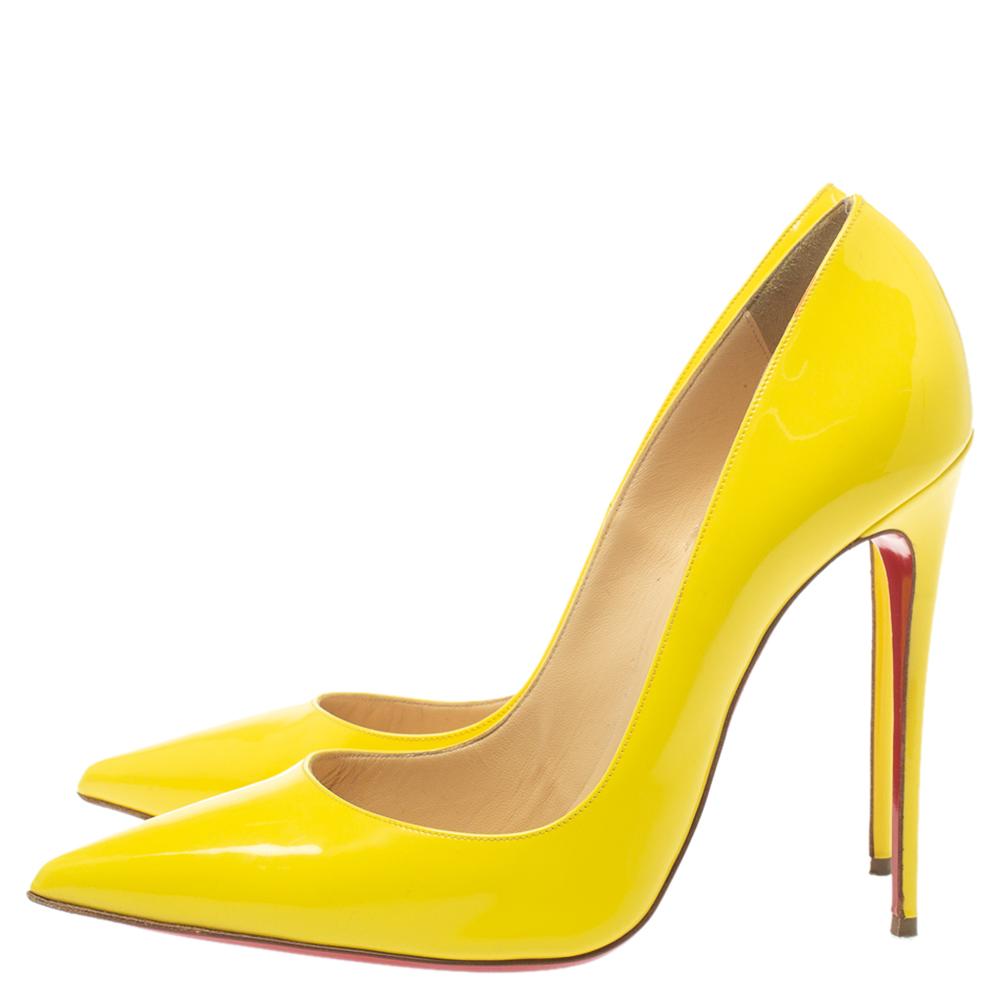 Christian Louboutin Yellow Patent Leather So Kate Pointed Toe Pumps - Lyst