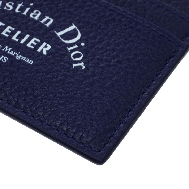 Dior Leather Card Holder in Blue for Men - Lyst
