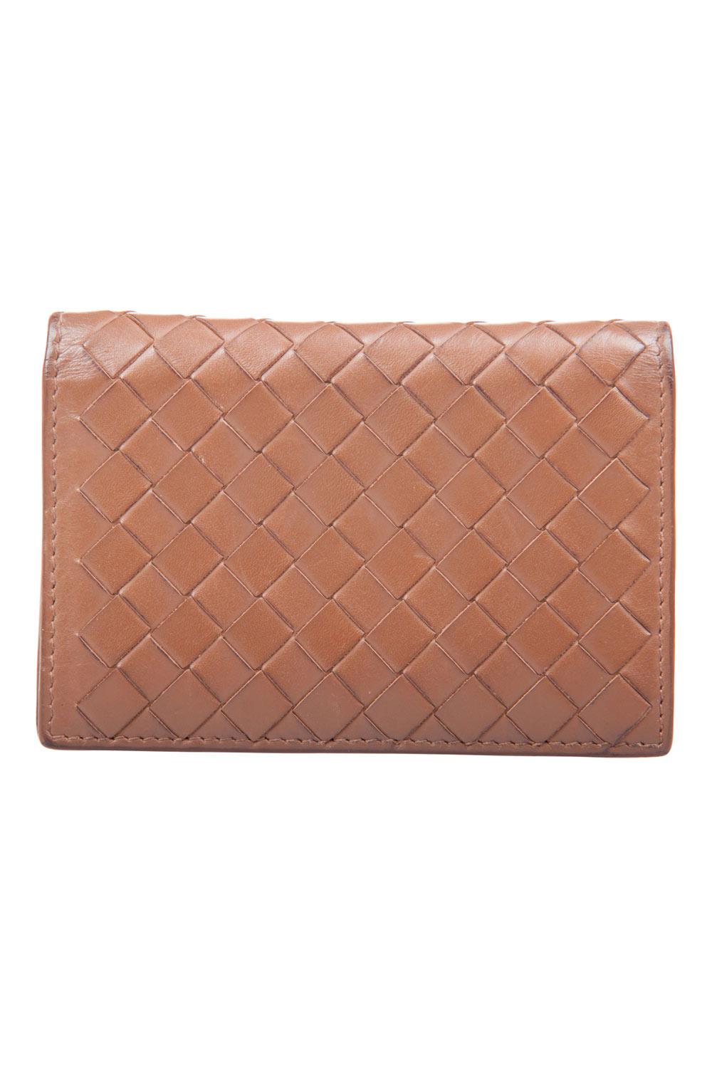 Bottega Veneta Brown Intrecciato Leather Bifold Card Case - Lyst
