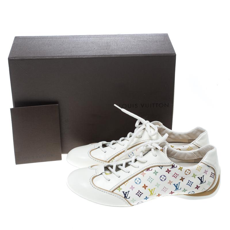 Louis Vuitton Monogram Canvas And Leather Lace Up Sneakers in White - Lyst