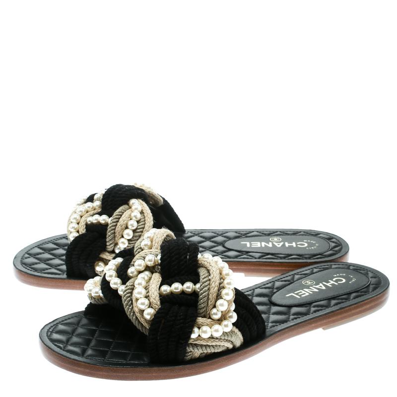 chanel rope and quilt slides