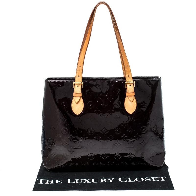 Louis Vuitton Leather Amarante Monogram Vernis Brentwood Tote in Burgundy (Black) - Lyst