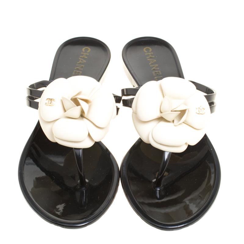 chanel camellia jelly sandals