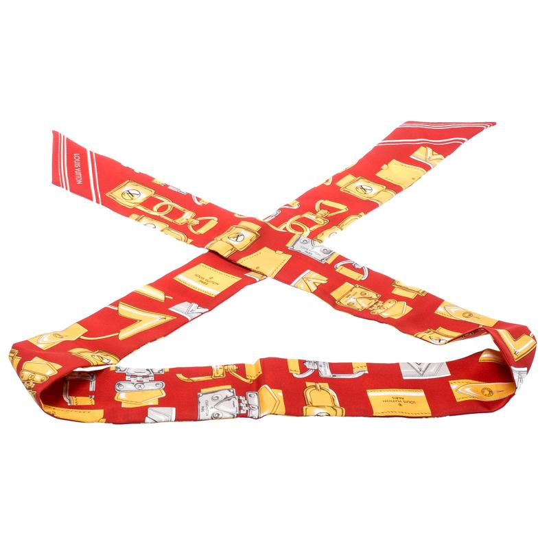 Louis Vuitton Red Lock Printed Silk Bandeau Scarf in Red - Lyst