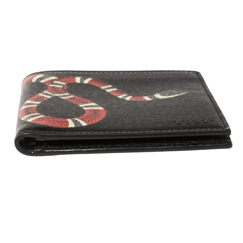 gucci black leather snake wallet