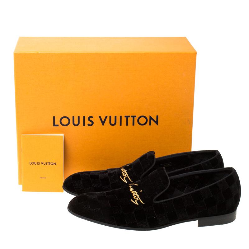 Louis Vuitton Black Damier Velvet Slip On Loafers Size 42.5 for Men - Lyst