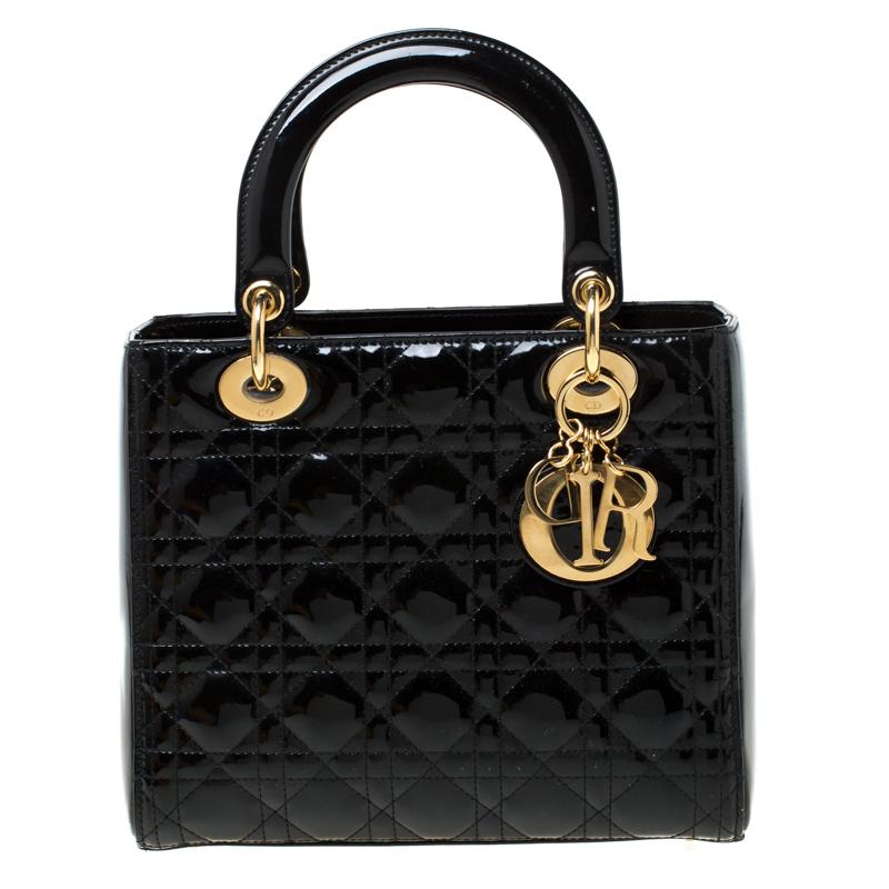 lady dior black patent leather