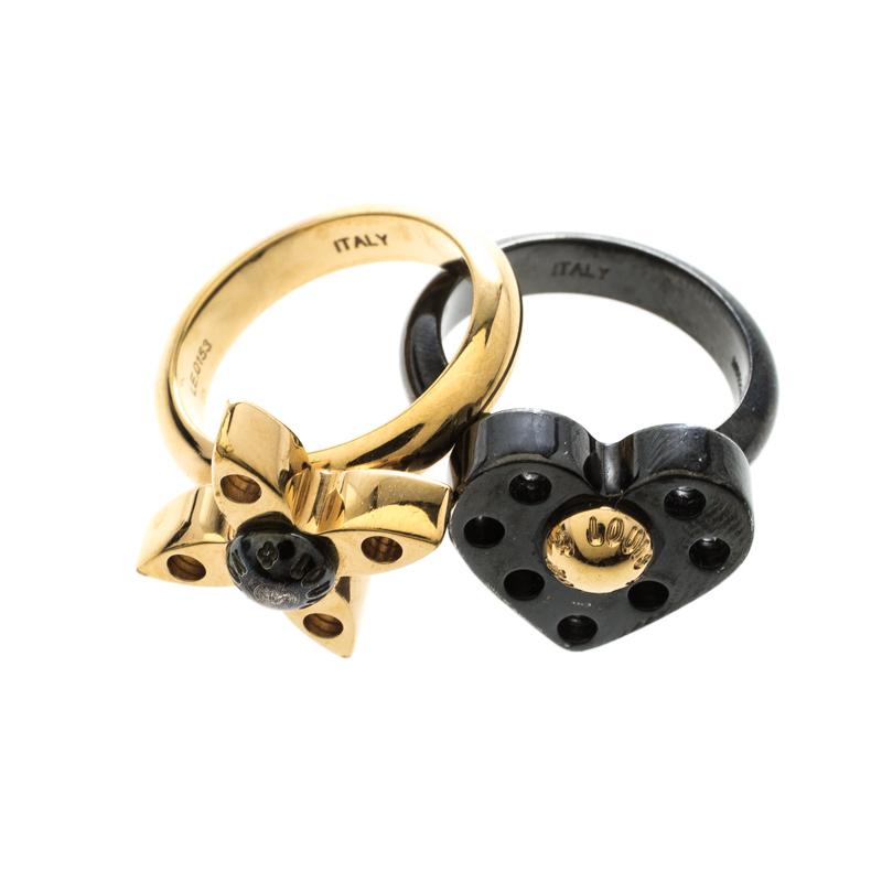 Louis Vuitton Love Letters Black/gold Tone Ring Set Size 51 in Metallic - Lyst