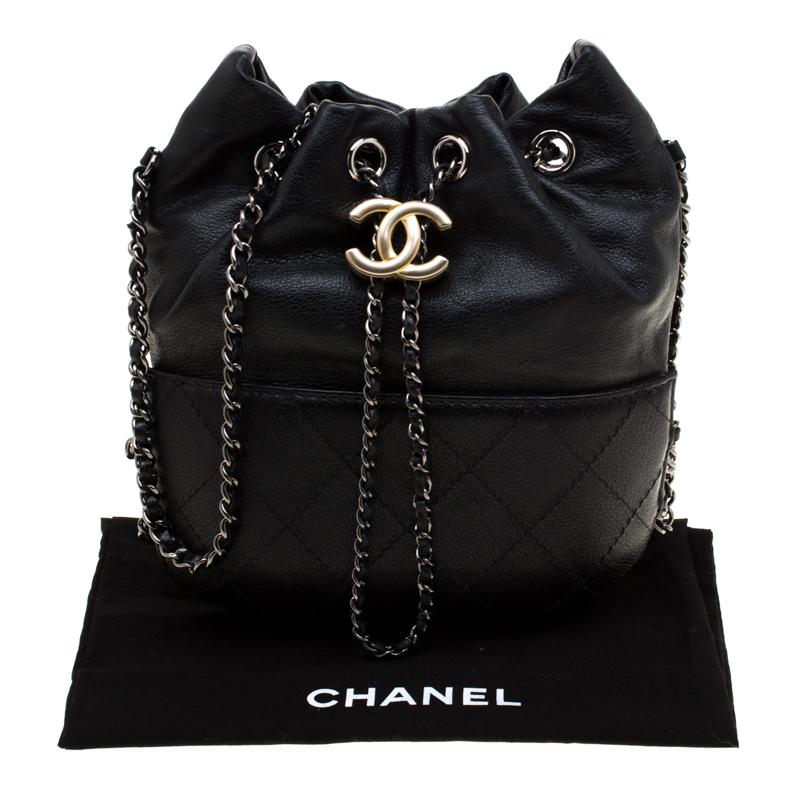 chanel black bucket bag