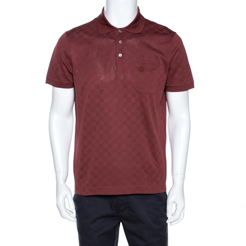 Louis Vuitton Cotton Brick Red Damier Pique Polo T Shirt L in Brown for Men - Lyst