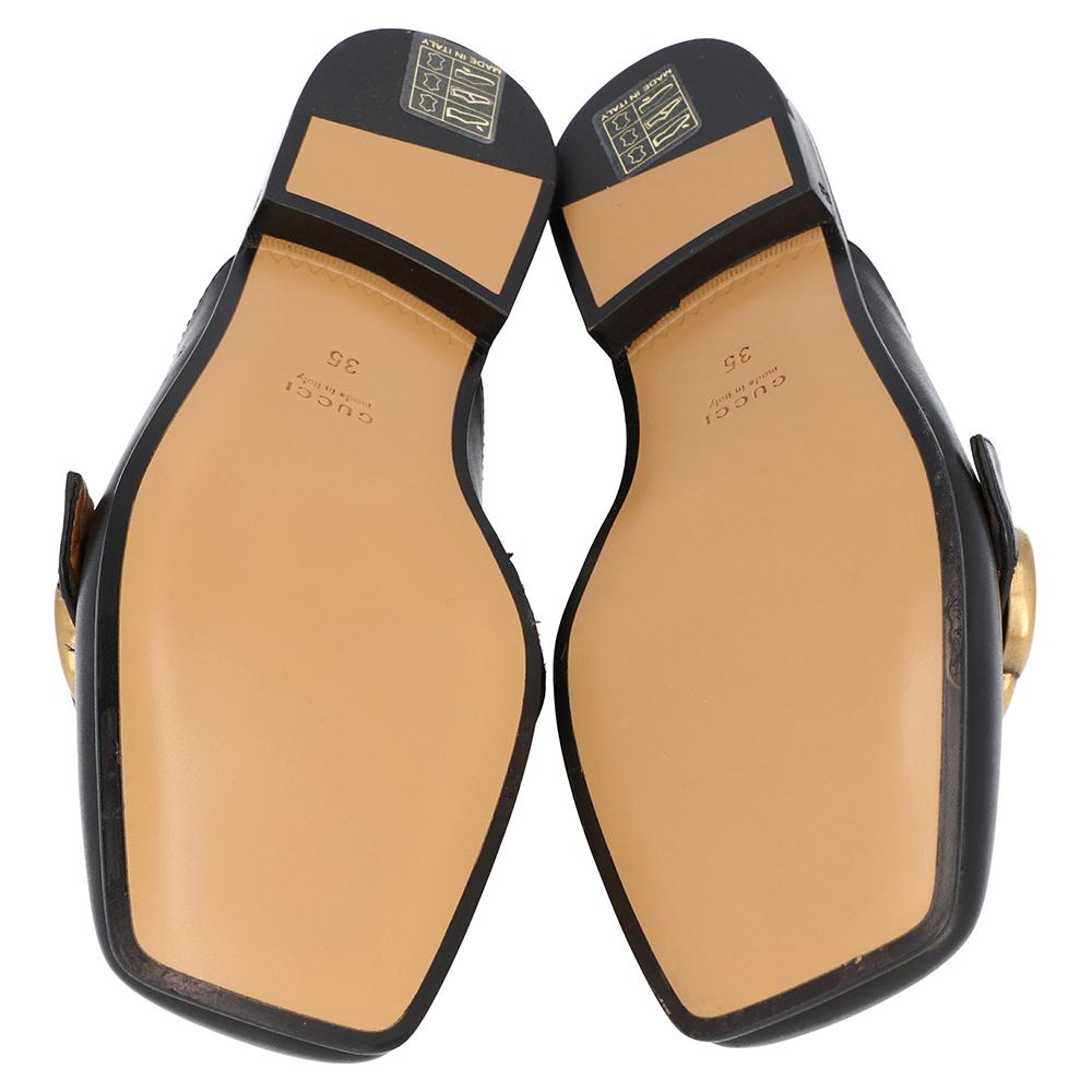 Gucci Black Leather Peyton Square-toe Mules - Lyst