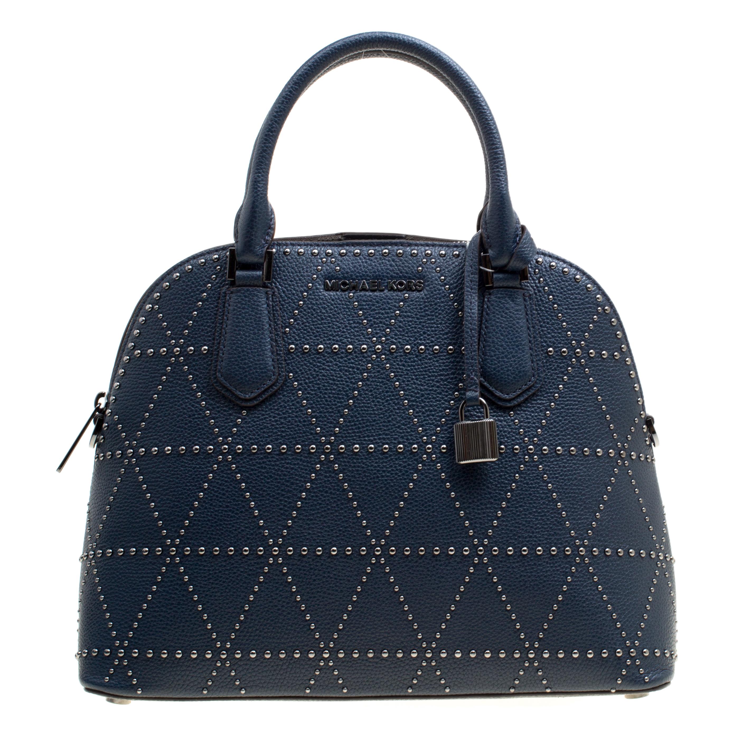 navy blue michael kors satchel