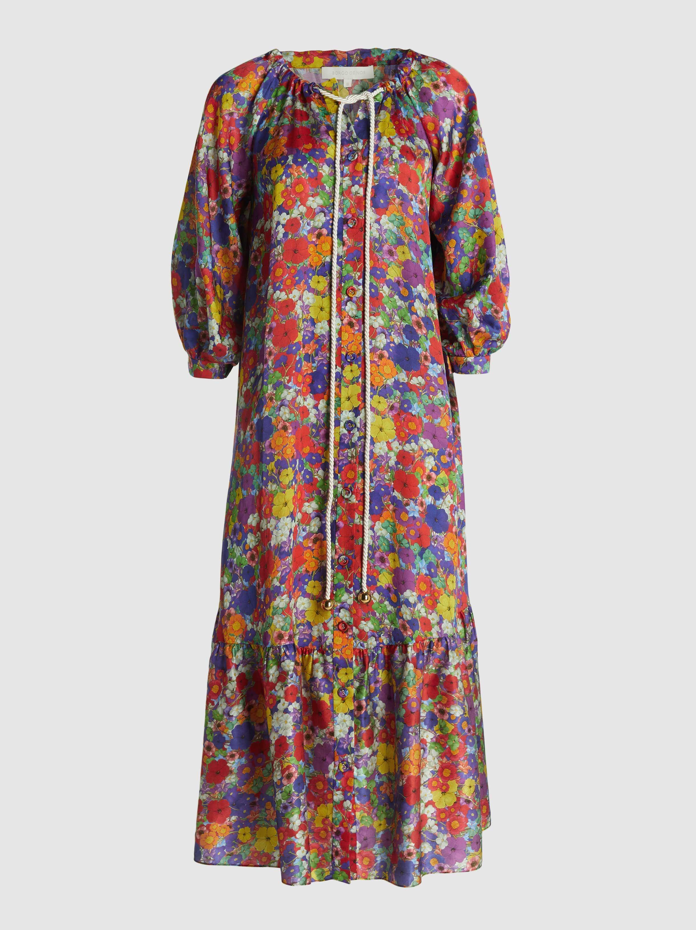 Borgo De Nor Natalia Printed Silk-blend Midi Dress - Lyst