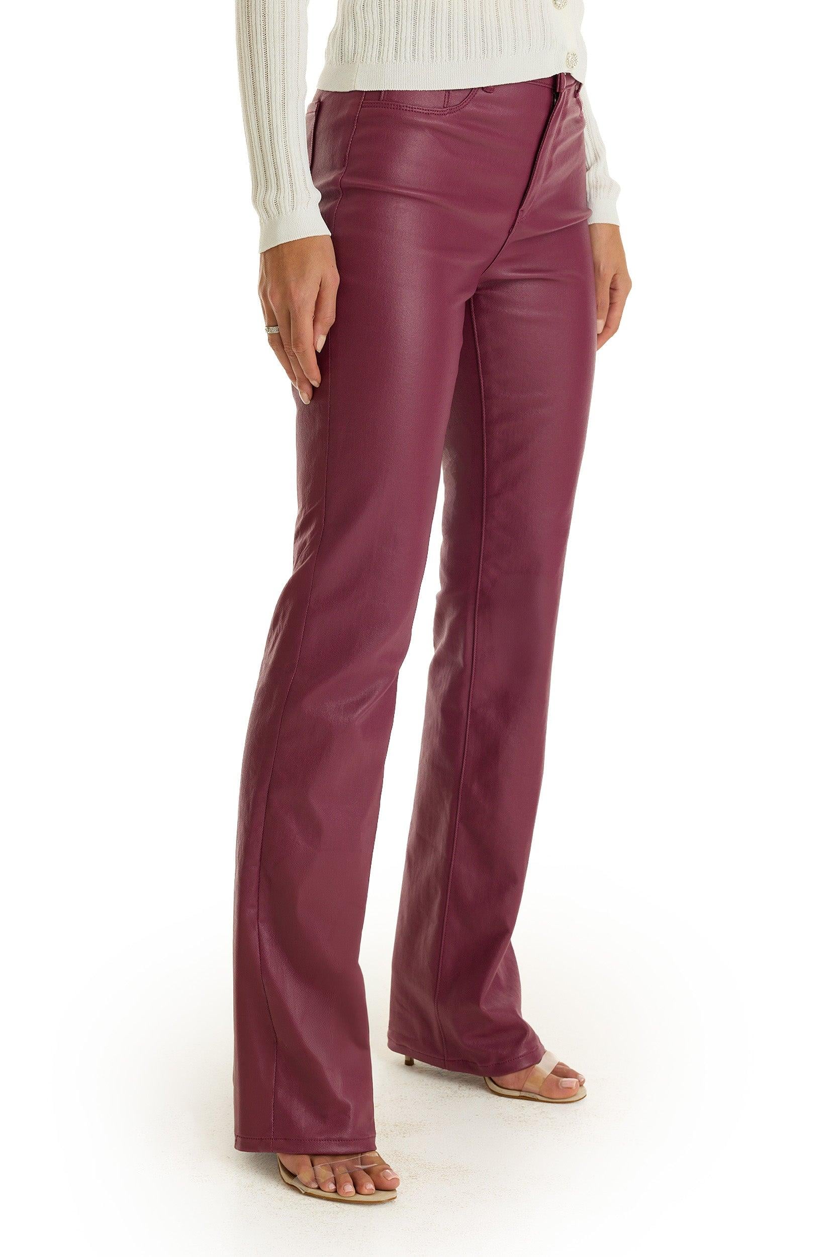 The Noli Shop Aria Coated Flare Jean in Red | Lyst