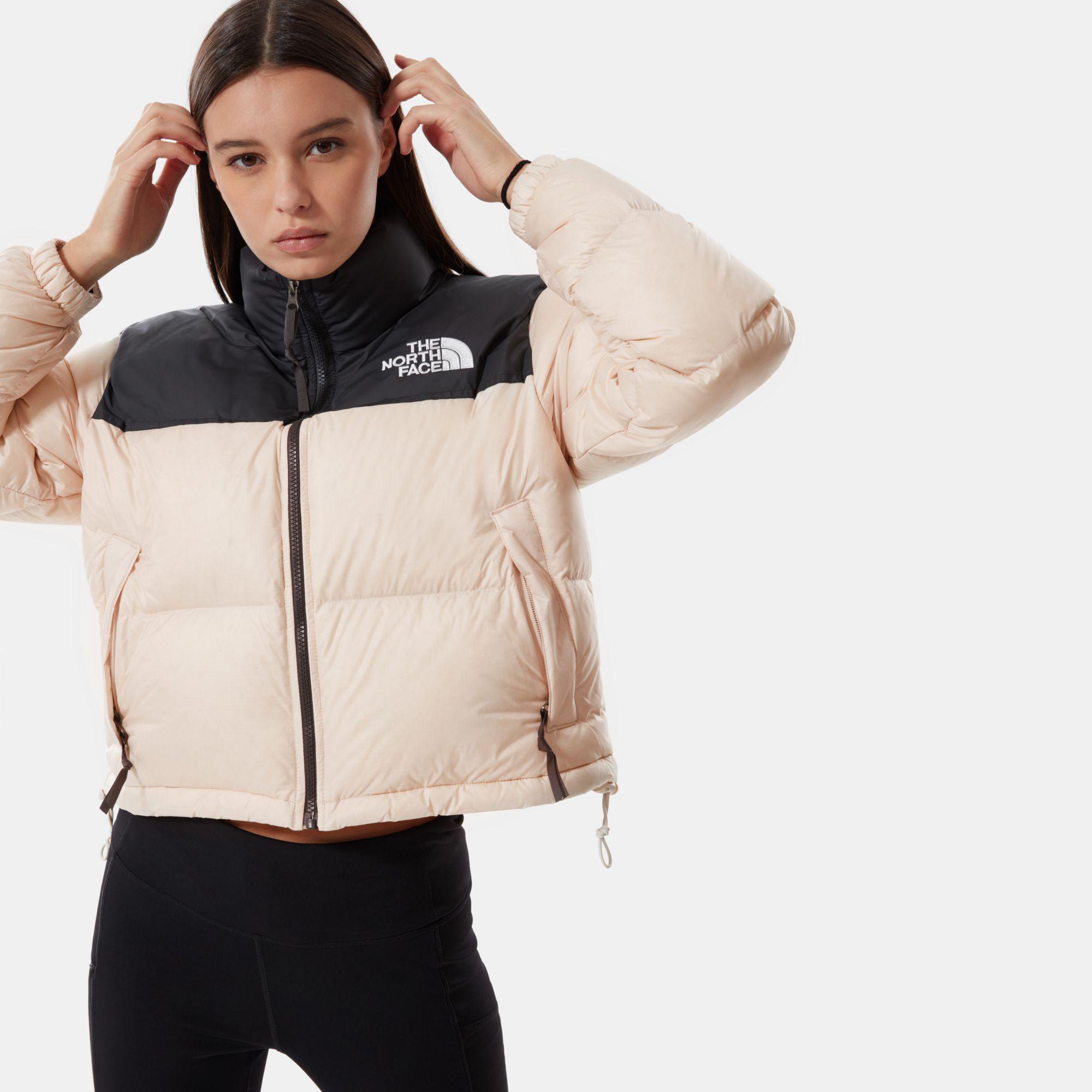The North Face Nuptse Cropped Jacket in Pink | Lyst UK