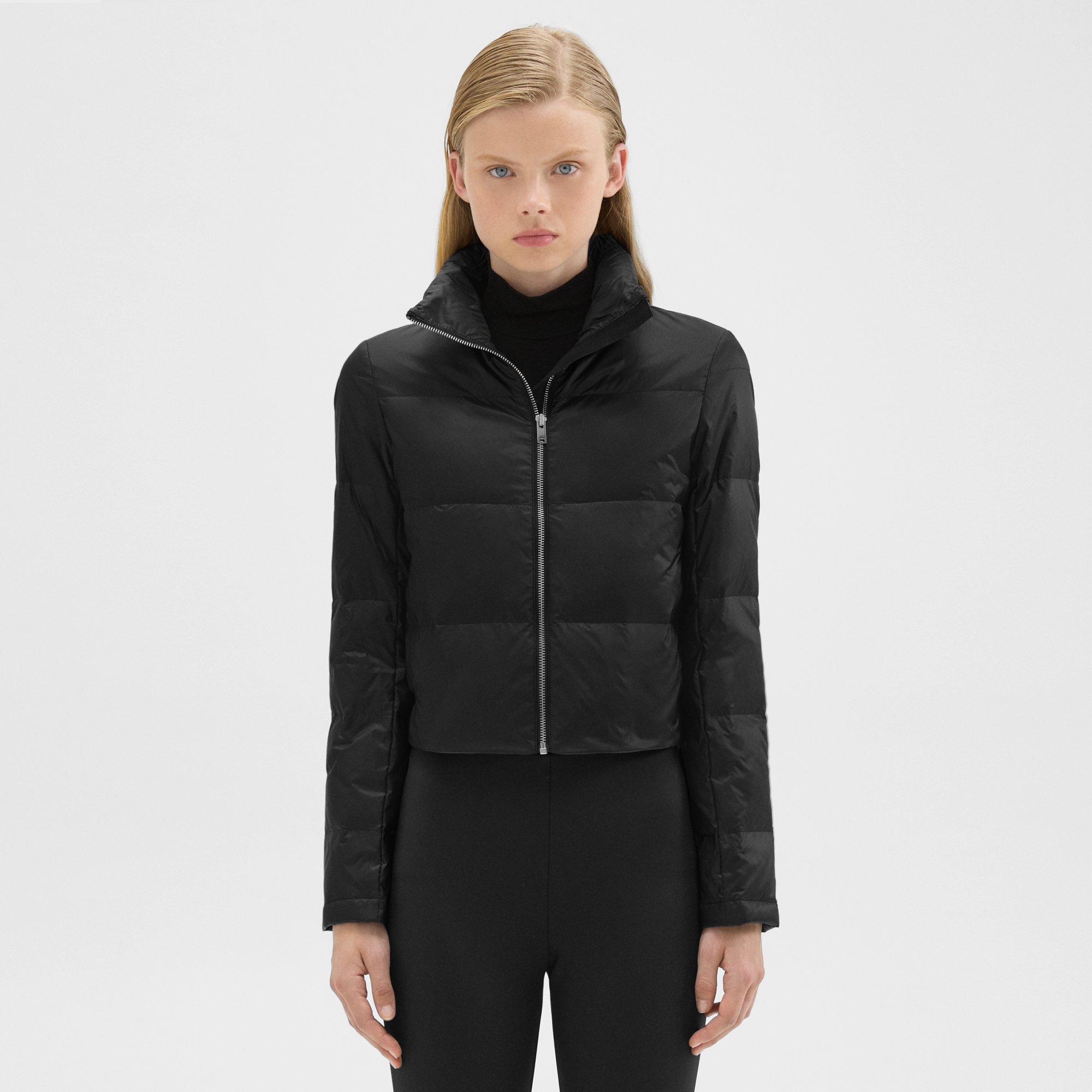 Theory Cropped Puffer Jacket In Recycled Nylon in Black | Lyst