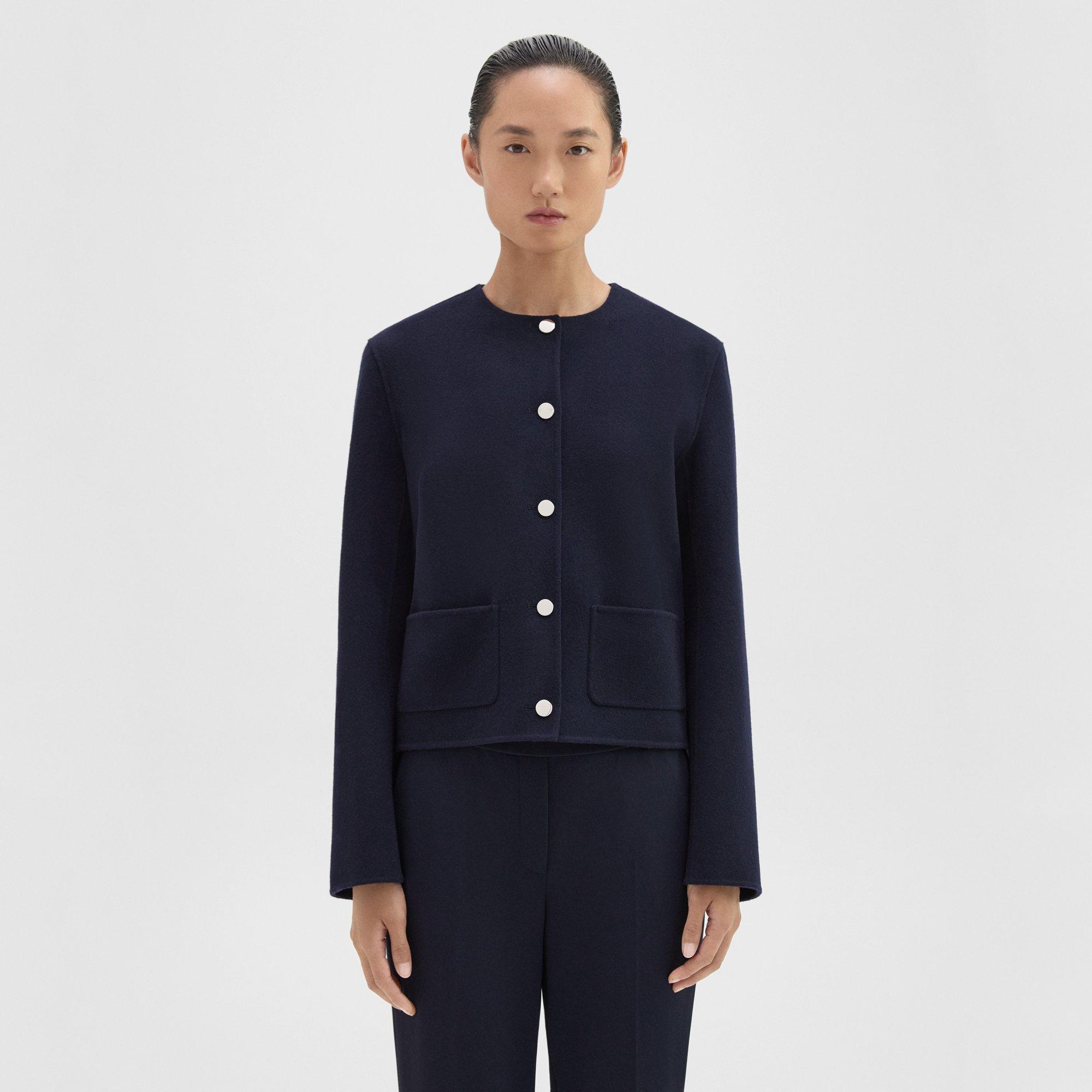 cropped jacket in double face wool cashmere