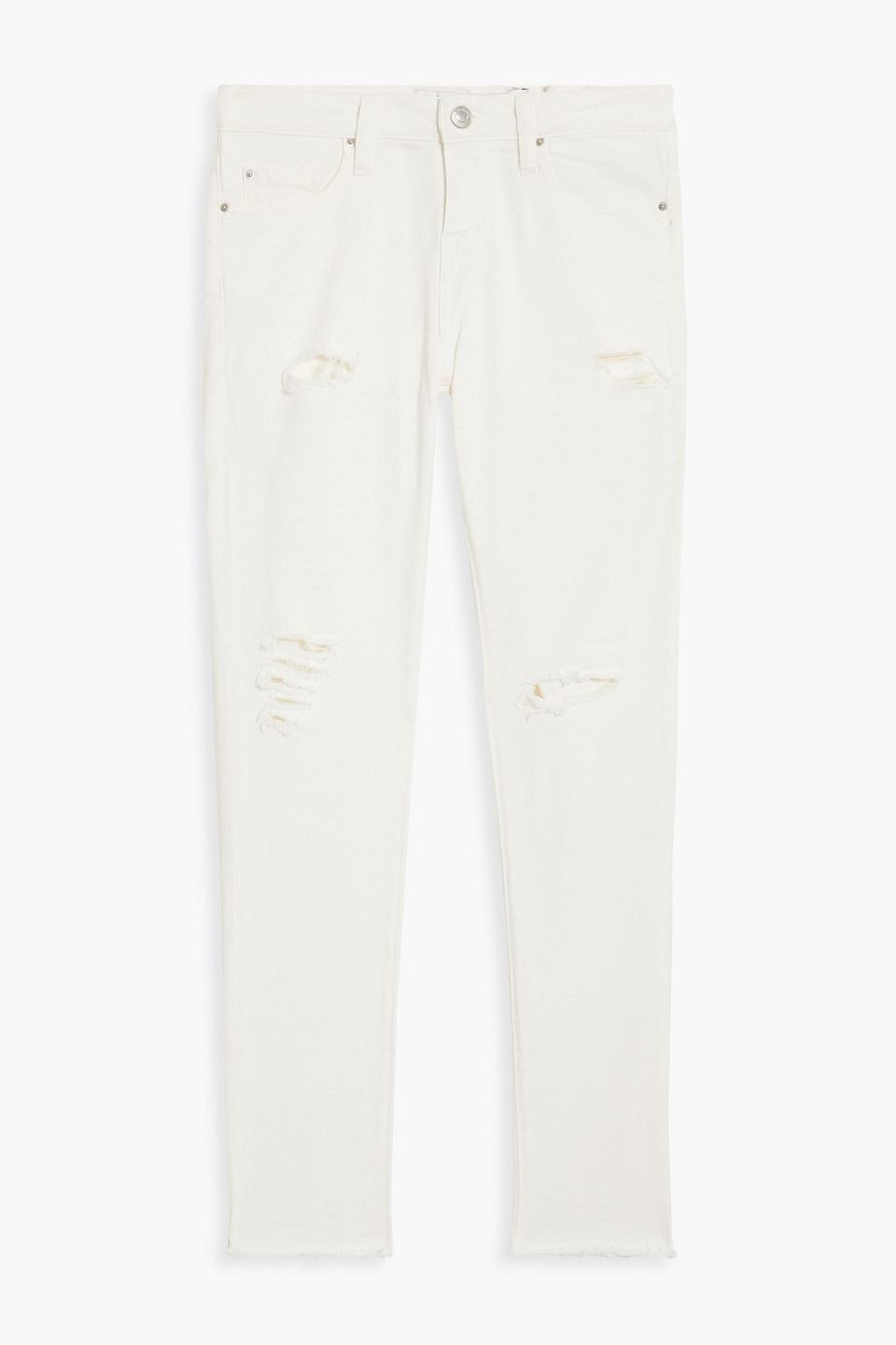 IRO Jarod Distressed High-rise Skinny Jeans in White | Lyst