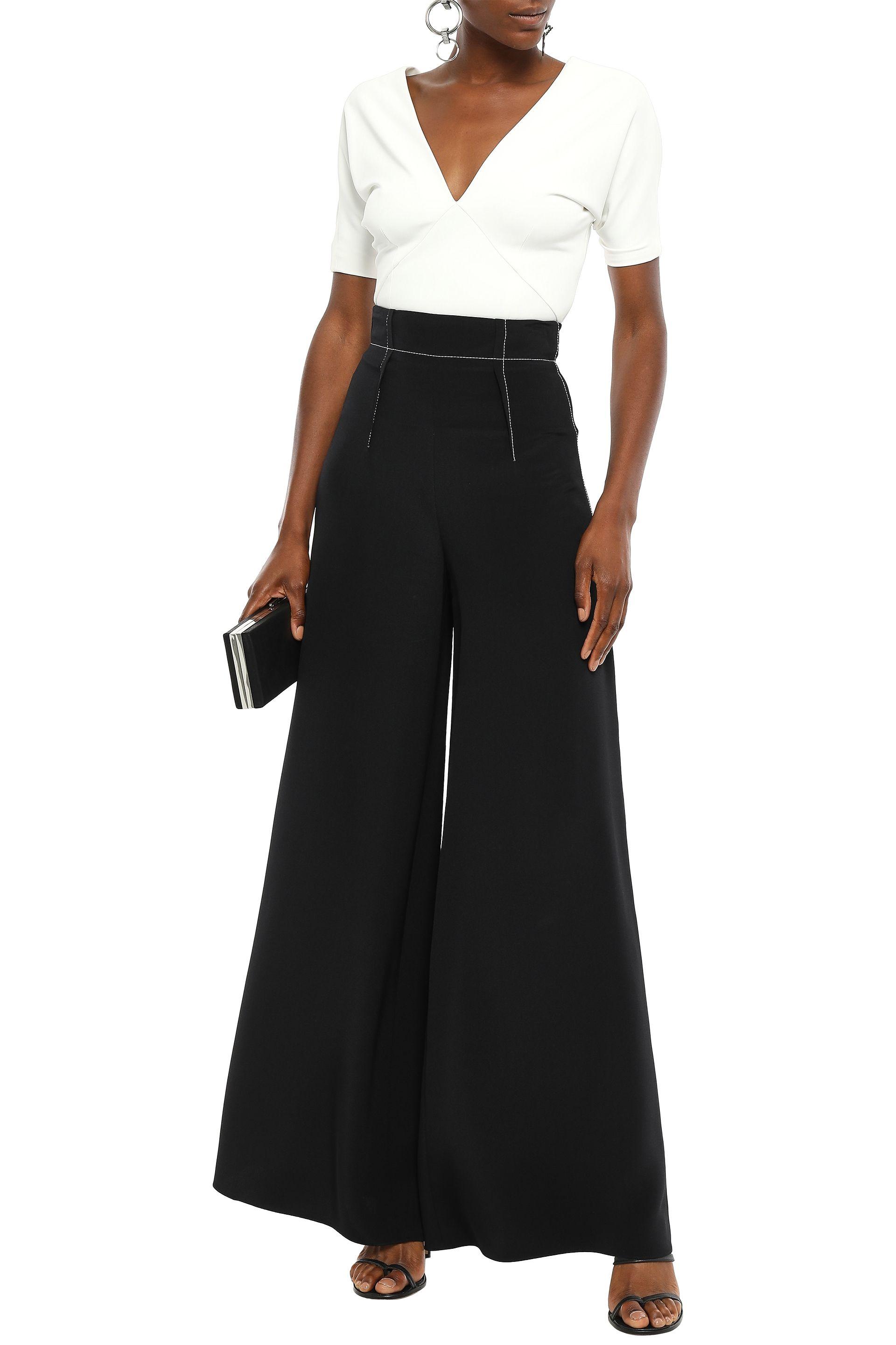 Cushnie Silkcady Wideleg Pants Black Lyst