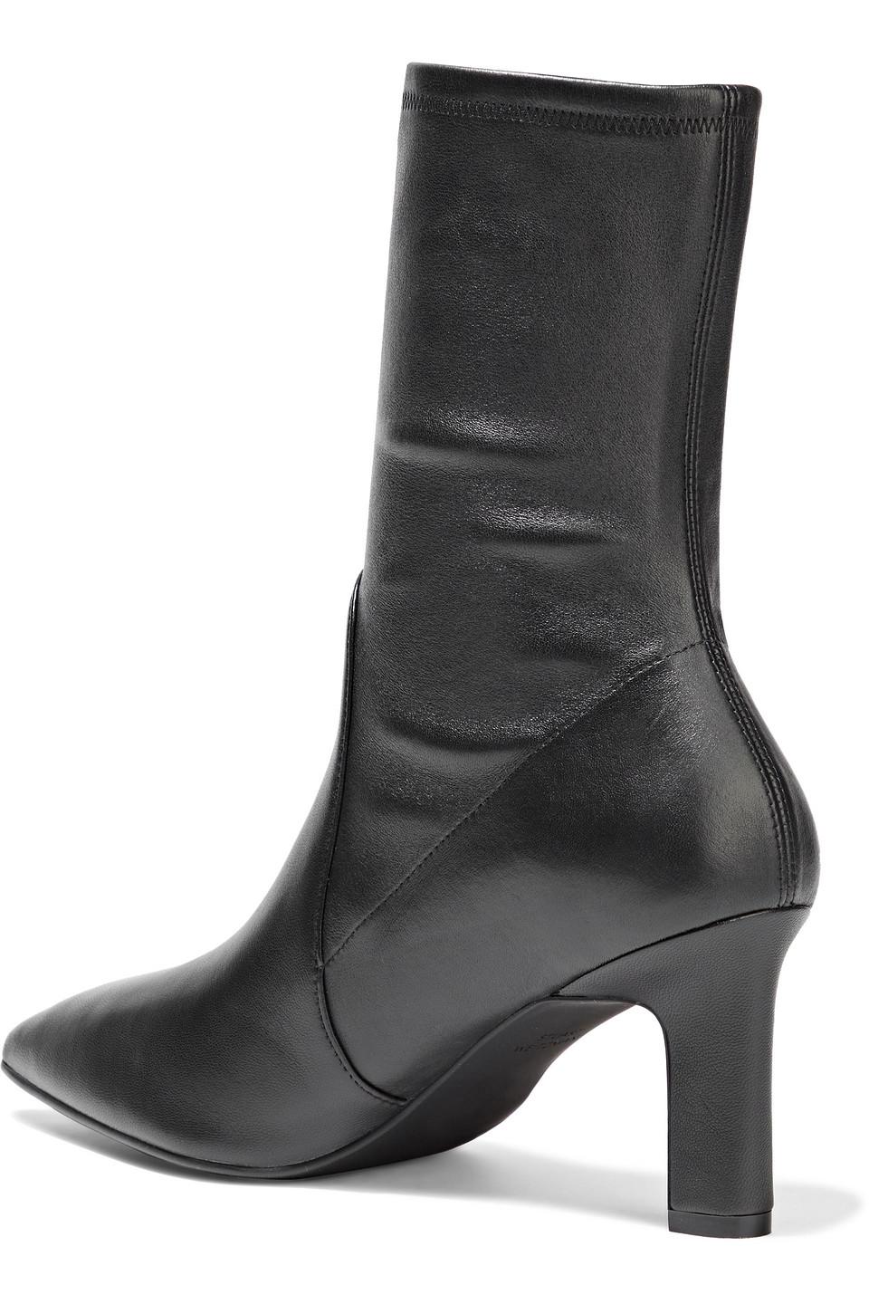 Stuart Weitzman Brandie Leather Sock Boots in Black | Lyst