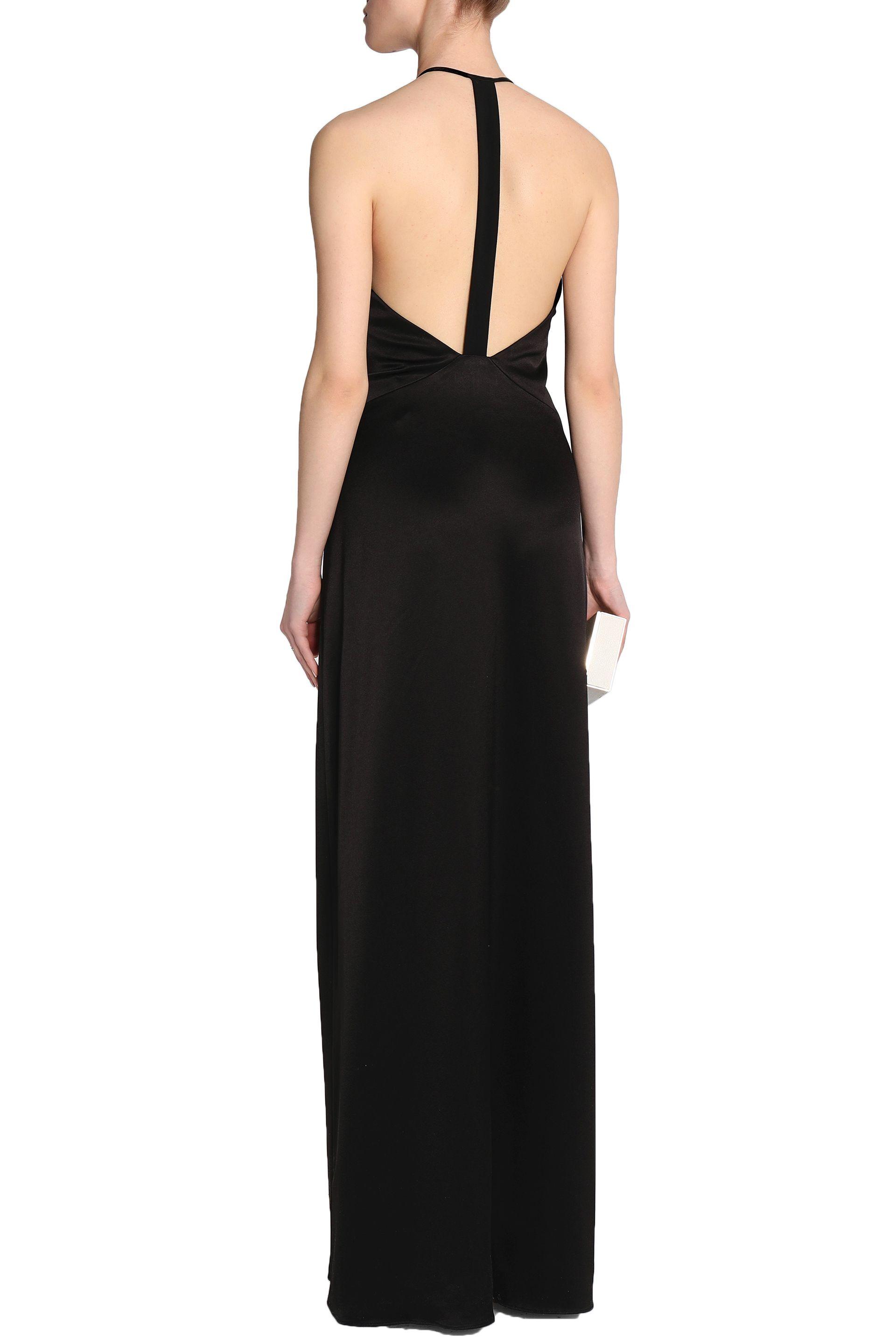 halston satin wrap gown