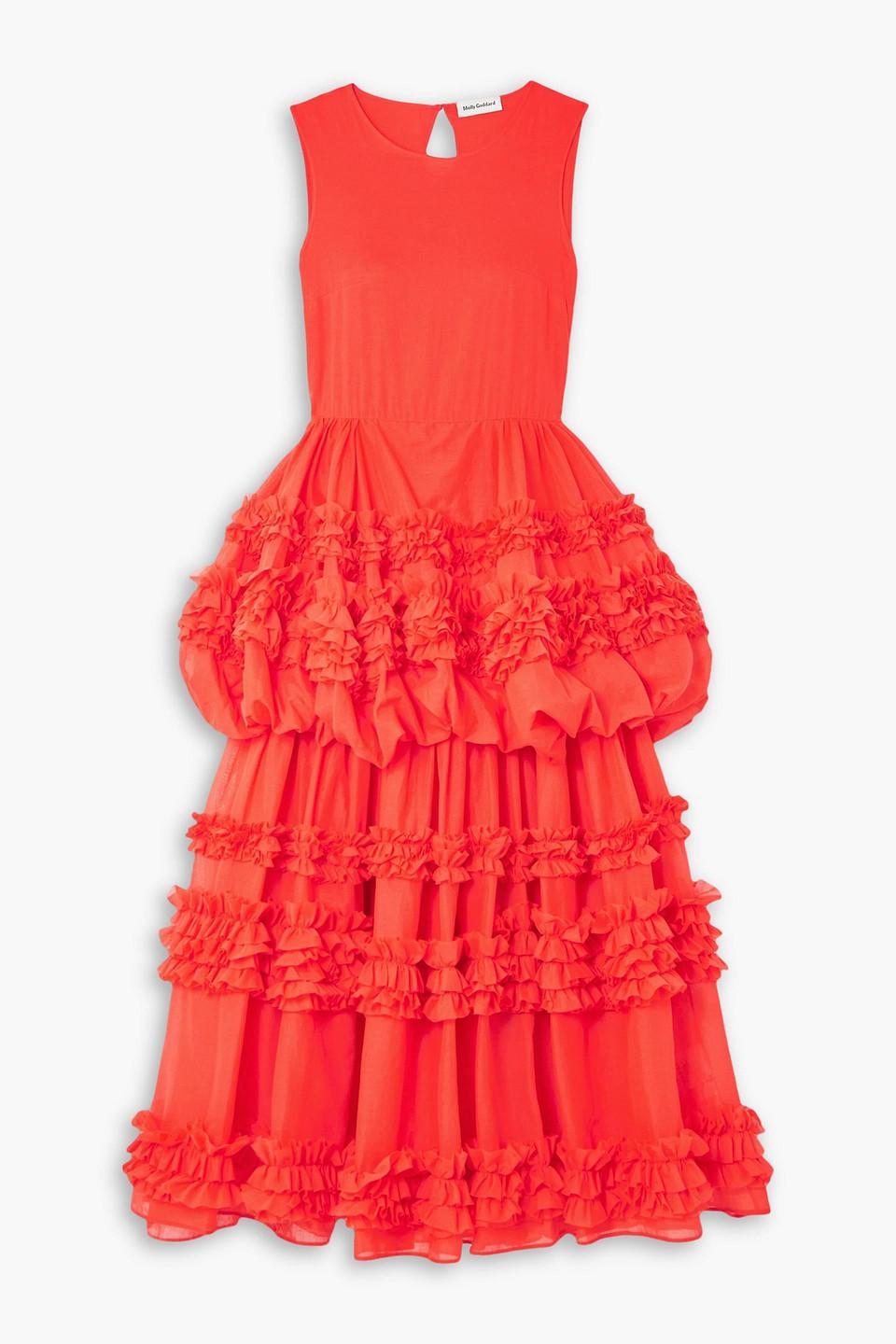 molly goddard red dress Molly Goddard Miranda Dress | Pink/Metallic | Size 8